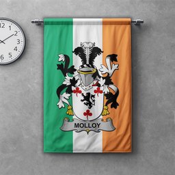 ScotsTee Shop Irish Molloy or O'Mulloy Clan Coat of Arms Irish Tartan Gonfalon Flag
