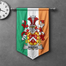 ScotsTee Shop Irish Malpas Clan Coat of Arms Irish Tartan Gonfalon Flag