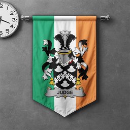ScotsTee Shop Irish Judge Clan Coat of Arms Irish Tartan Gonfalon Flag