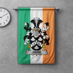 ScotsTee Shop Irish Judge Clan Coat of Arms Irish Tartan Gonfalon Flag