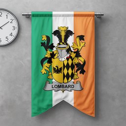 ScotsTee Shop Irish Lombard Clan Coat of Arms Irish Tartan Gonfalon Flag