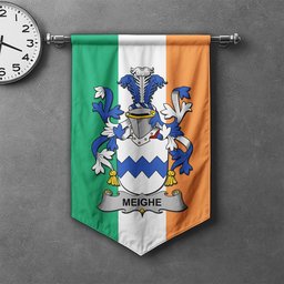 ScotsTee Shop Irish Meighe Clan Coat of Arms Irish Tartan Gonfalon Flag