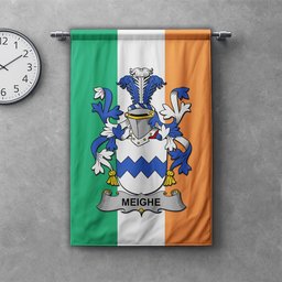 ScotsTee Shop Irish Meighe Clan Coat of Arms Irish Tartan Gonfalon Flag