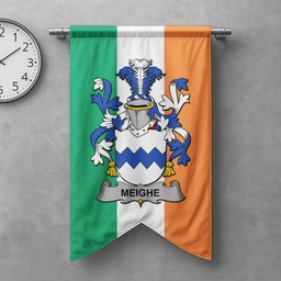 ScotsTee Shop Irish Meighe Clan Coat of Arms Irish Tartan Gonfalon Flag