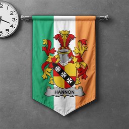 ScotsTee Shop Irish Hannon or O'Hannon Clan Coat of Arms Irish Tartan Gonfalon Flag