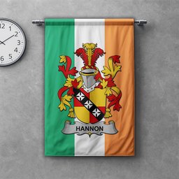 ScotsTee Shop Irish Hannon or O'Hannon Clan Coat of Arms Irish Tartan Gonfalon Flag