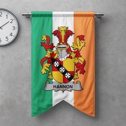 ScotsTee Shop Irish Hannon or O'Hannon Clan Coat of Arms Irish Tartan Gonfalon Flag