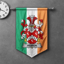 ScotsTee Shop Irish Hearon or Hearn Clan Coat of Arms Irish Tartan Gonfalon Flag