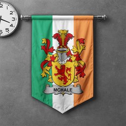 ScotsTee Shop Irish McHale or MacHale Clan Coat of Arms Irish Tartan Gonfalon Flag