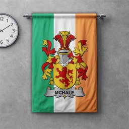 ScotsTee Shop Irish McHale or MacHale Clan Coat of Arms Irish Tartan Gonfalon Flag