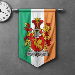 ScotsTee Shop Irish McGillicuddy Clan Coat of Arms Irish Tartan Gonfalon Flag
