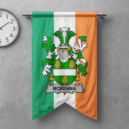 ScotsTee Shop Irish McKenna or Kennagh Clan Coat of Arms Irish Tartan Gonfalon Flag