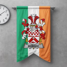 ScotsTee Shop Irish McBride or MacBride Clan Coat of Arms Irish Tartan Gonfalon Flag