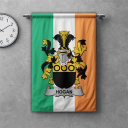 ScotsTee Shop Irish Hogan or O'Hogan Clan Coat of Arms Irish Tartan Gonfalon Flag