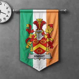 ScotsTee Shop Irish Knight Clan Coat of Arms Irish Tartan Gonfalon Flag