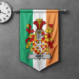 ScotsTee Shop Irish Hoey or O'Hoey Clan Coat of Arms Irish Tartan Gonfalon Flag