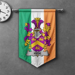 ScotsTee Shop Irish Hyde Clan Coat of Arms Irish Tartan Gonfalon Flag