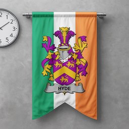 ScotsTee Shop Irish Hyde Clan Coat of Arms Irish Tartan Gonfalon Flag