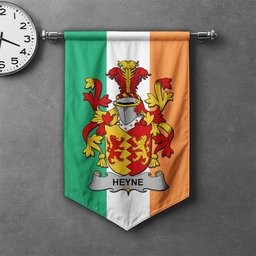 ScotsTee Shop Irish Heyne or O'Heyne Clan Coat of Arms Irish Tartan Gonfalon Flag