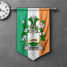 ScotsTee Shop Irish Lennon or O'Lennon Clan Coat of Arms Irish Tartan Gonfalon Flag