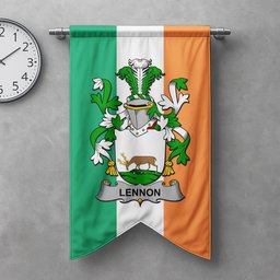 ScotsTee Shop Irish Lennon or O'Lennon Clan Coat of Arms Irish Tartan Gonfalon Flag