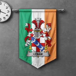 ScotsTee Shop Irish Lynam or O'Lynam Clan Coat of Arms Irish Tartan Gonfalon Flag