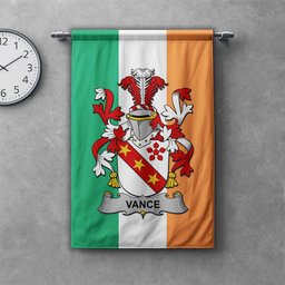 ScotsTee Shop Irish Vance Clan Coat of Arms Irish Tartan Gonfalon Flag
