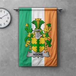 ScotsTee Shop Irish Noone or O'Noone Clan Coat of Arms Irish Tartan Gonfalon Flag