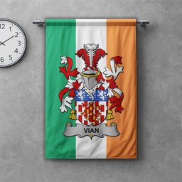 ScotsTee Shop Irish Vian Clan Coat of Arms Irish Tartan Gonfalon Flag