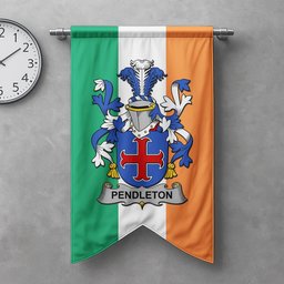 ScotsTee Shop Irish Pendleton Clan Coat of Arms Irish Tartan Gonfalon Flag
