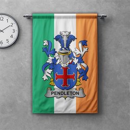 ScotsTee Shop Irish Pendleton Clan Coat of Arms Irish Tartan Gonfalon Flag