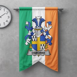 ScotsTee Shop Irish Osborne Clan Coat of Arms Irish Tartan Gonfalon Flag