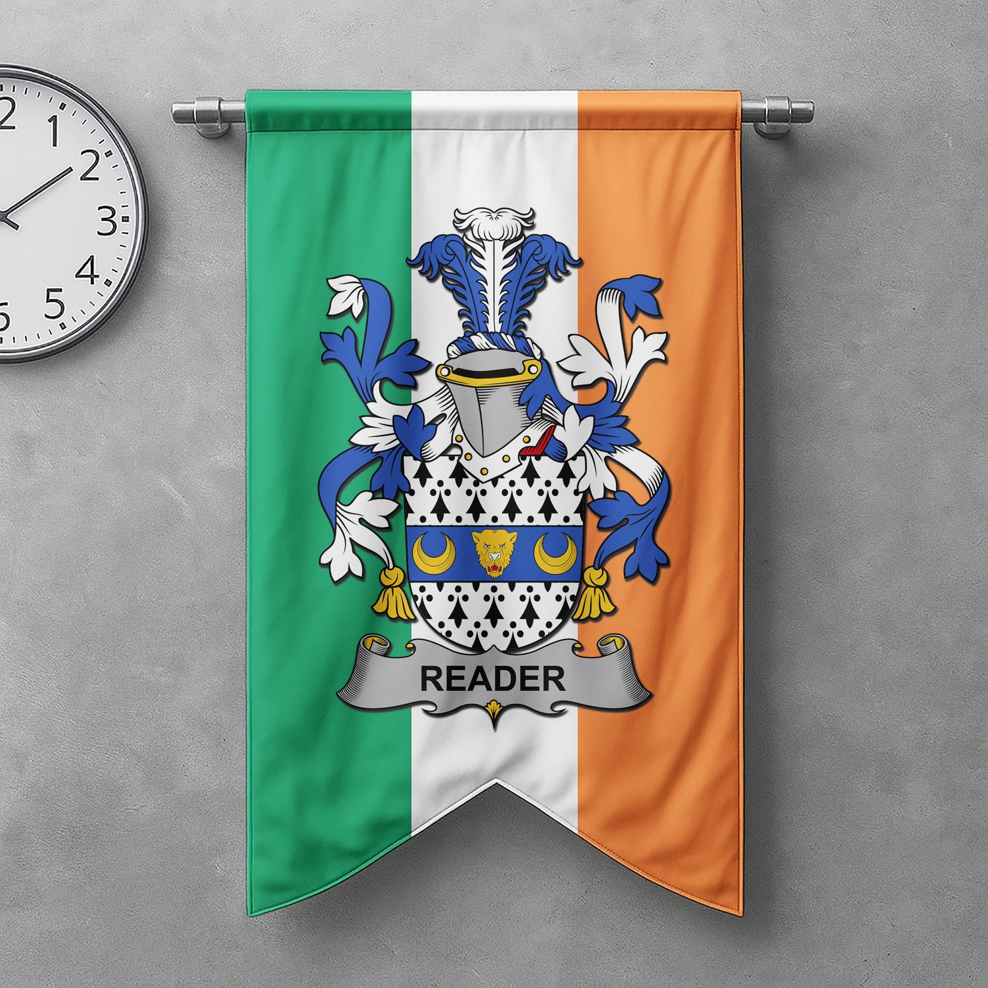 ScotsTee Shop Irish Reader Clan Coat of Arms Irish Tartan Gonfalon Flag