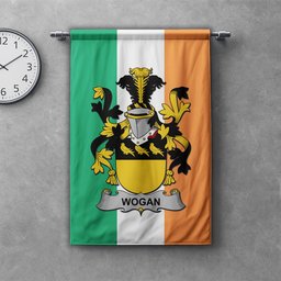 ScotsTee Shop Irish Wogan Clan Coat of Arms Irish Tartan Gonfalon Flag