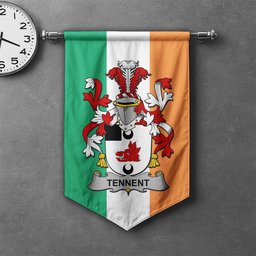 ScotsTee Shop Irish Tennent Clan Coat of Arms Irish Tartan Gonfalon Flag