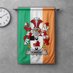 ScotsTee Shop Irish Tennent Clan Coat of Arms Irish Tartan Gonfalon Flag