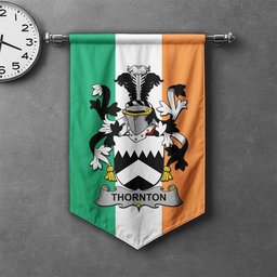 ScotsTee Shop Irish Thornton Clan Coat of Arms Irish Tartan Gonfalon Flag