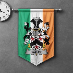 ScotsTee Shop Irish Yaxley Clan Coat of Arms Irish Tartan Gonfalon Flag
