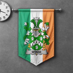 ScotsTee Shop Irish Wynne Clan Coat of Arms Irish Tartan Gonfalon Flag