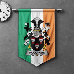 ScotsTee Shop Irish Woodford Clan Coat of Arms Irish Tartan Gonfalon Flag