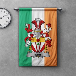 ScotsTee Shop Irish Orr Clan Coat of Arms Irish Tartan Gonfalon Flag