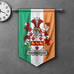 ScotsTee Shop Irish Waddington Clan Coat of Arms Irish Tartan Gonfalon Flag