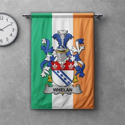ScotsTee Shop Irish Whelan Clan Coat of Arms Irish Tartan Gonfalon Flag