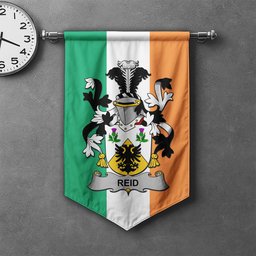 ScotsTee Shop Irish Reid Clan Coat of Arms Irish Tartan Gonfalon Flag