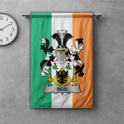 ScotsTee Shop Irish Reid Clan Coat of Arms Irish Tartan Gonfalon Flag