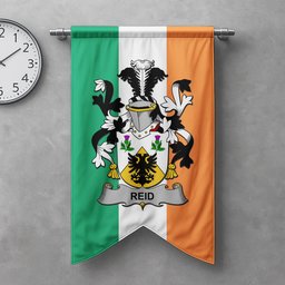 ScotsTee Shop Irish Reid Clan Coat of Arms Irish Tartan Gonfalon Flag