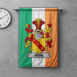 ScotsTee Shop Irish Webb Clan Coat of Arms Irish Tartan Gonfalon Flag