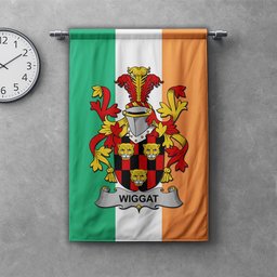 ScotsTee Shop Irish Wiggat Clan Coat of Arms Irish Tartan Gonfalon Flag