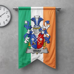 ScotsTee Shop Irish Trant or Trent Clan Coat of Arms Irish Tartan Gonfalon Flag