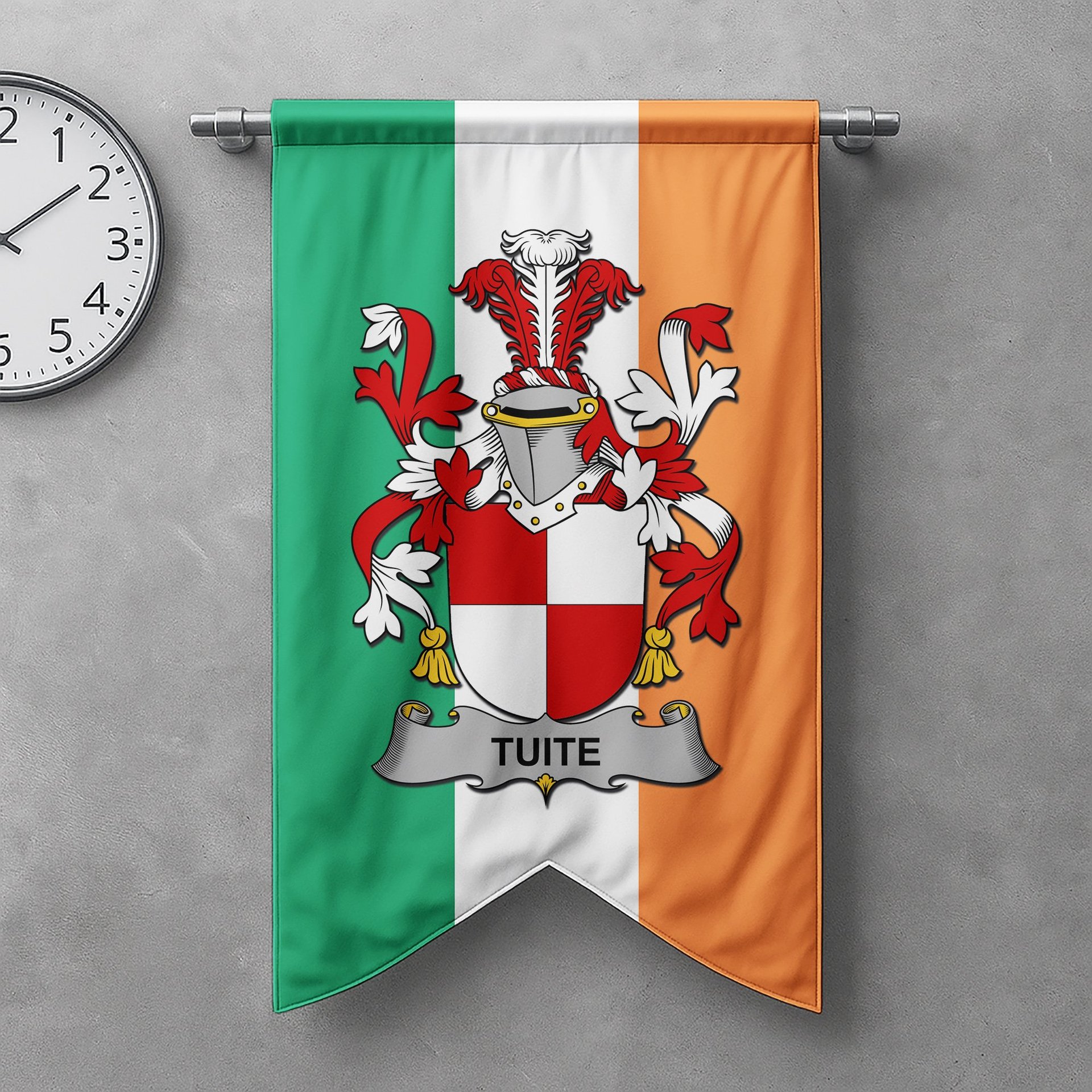 ScotsTee Shop Irish Tuite Clan Coat of Arms Irish Tartan Gonfalon Flag